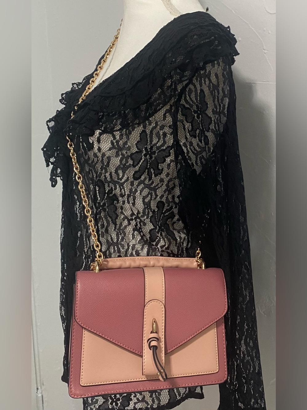 Aldo Two-Tone Pink and Dusty Rose Chain Crossbody bag